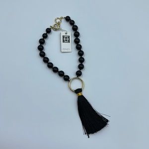 ZENZII BLACK BEADED FRINGE TASSLE necklace
